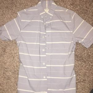 Club Monaco Grey and White Striped Button Up Tee